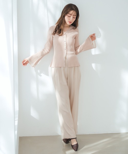 MISCH MASCH（ミッシュマッシュ）の「2026春夏新作 ラメシアーペプラムカーディガン（カーディガン/ボレロ・レディース・ピンク/イエロー/ネイビー・ﾌﾘ-）」の12枚目の写真