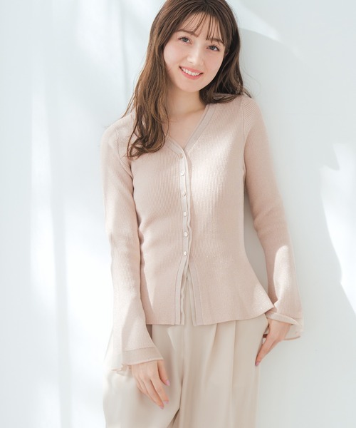 MISCH MASCH（ミッシュマッシュ）の「2026春夏新作 ラメシアーペプラムカーディガン（カーディガン/ボレロ・レディース・ピンク/イエロー/ネイビー・ﾌﾘ-）」の11枚目の写真