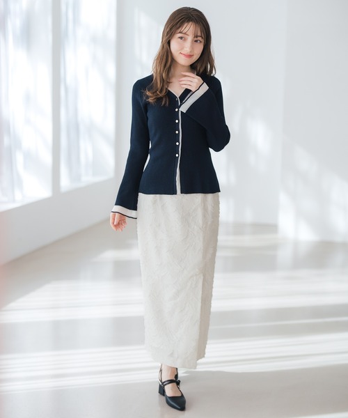 MISCH MASCH（ミッシュマッシュ）の「2026春夏新作 ラメシアーペプラムカーディガン（カーディガン/ボレロ・レディース・ピンク/イエロー/ネイビー・ﾌﾘ-）」の9枚目の写真