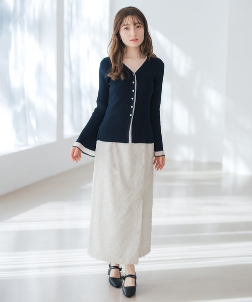 MISCH MASCH（ミッシュマッシュ）の「2026春夏新作 ラメシアーペプラムカーディガン（カーディガン/ボレロ・レディース・ピンク/イエロー/ネイビー・ﾌﾘ-）」の10枚目の写真