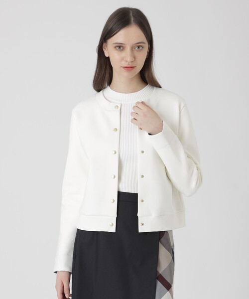 BLUE LABEL CRESTBRIDGE(ブルーレーベルクレストブリッジ)の「ダンボールカーディガン(カーディガン/ボレロ・レディース・ダークネイビー/グレー系その他/ホワイト・40/38)」の2枚目の写真