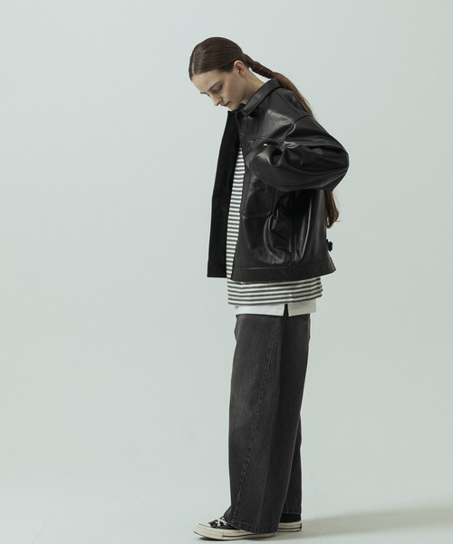 SLICK（スリック）の「【ZOZO限定】 SLICK/スリック Sheep Leather Trucker Jacket/シープレザートラッカージャケット/ショート丈（ブルゾン・メンズ・ブラック・3/1/2）」の11枚目の写真