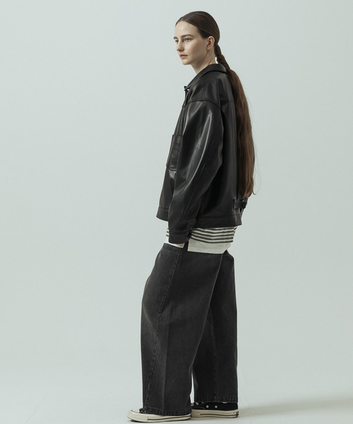 SLICK（スリック）の「【ZOZO限定】 SLICK/スリック Sheep Leather Trucker Jacket/シープレザートラッカージャケット/ショート丈（ブルゾン・メンズ・ブラック・3/1/2）」の12枚目の写真