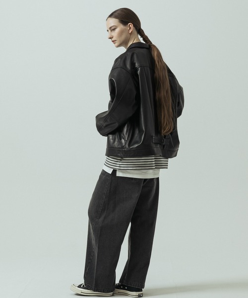 SLICK（スリック）の「【ZOZO限定】 SLICK/スリック Sheep Leather Trucker Jacket/シープレザートラッカージャケット/ショート丈（ブルゾン・メンズ・ブラック・3/1/2）」の13枚目の写真