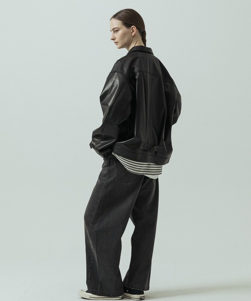 SLICK（スリック）の「【ZOZO限定】 SLICK/スリック Sheep Leather Trucker Jacket/シープレザートラッカージャケット/ショート丈（ブルゾン・メンズ・ブラック・3/1/2）」の14枚目の写真