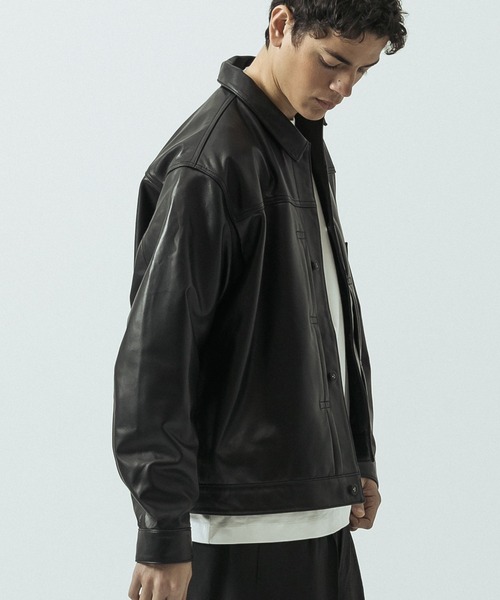 SLICK（スリック）の「【ZOZO限定】 SLICK/スリック Sheep Leather Trucker Jacket/シープレザートラッカージャケット/ショート丈（ブルゾン・メンズ・ブラック・3/1/2）」の18枚目の写真