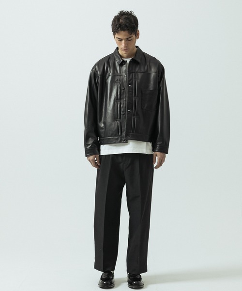 SLICK（スリック）の「【ZOZO限定】 SLICK/スリック Sheep Leather Trucker Jacket/シープレザートラッカージャケット/ショート丈（ブルゾン・メンズ・ブラック・3/1/2）」の20枚目の写真