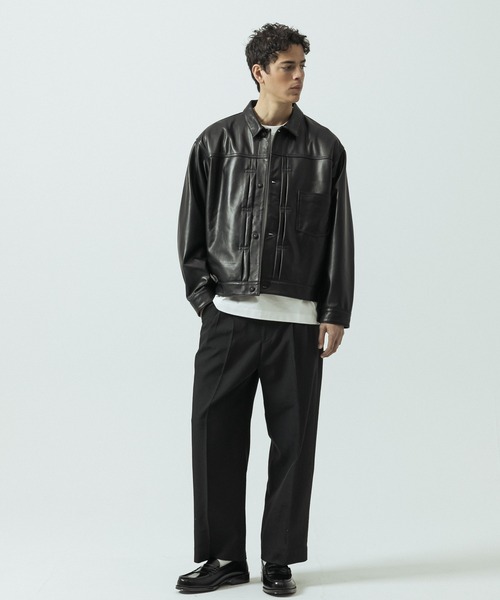 SLICK（スリック）の「【ZOZO限定】 SLICK/スリック Sheep Leather Trucker Jacket/シープレザートラッカージャケット/ショート丈（ブルゾン・メンズ・ブラック・3/1/2）」の21枚目の写真