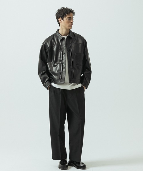 SLICK（スリック）の「【ZOZO限定】 SLICK/スリック Sheep Leather Trucker Jacket/シープレザートラッカージャケット/ショート丈（ブルゾン・メンズ・ブラック・3/1/2）」の22枚目の写真