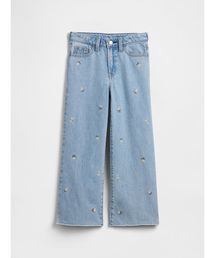 GAP | ハイライズ 刺しゅう ワイドデニム (キッズ)(デニムパンツ)