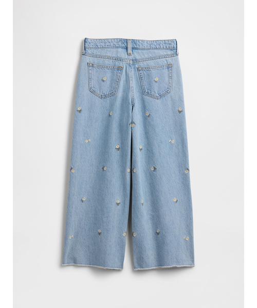GAP（ギャップ）の「ハイライズ 刺しゅう ワイドデニム (キッズ)（デニムパンツ・キッズ・ライトインディゴブルー・130cm/120cm/160cm/155cm/150cm/140cm）」の2枚目の写真