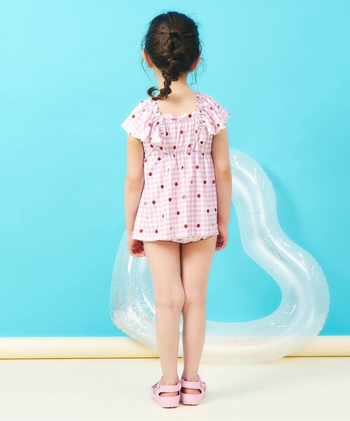 apres les cours(アプレレクール)の「【UVカット】シャーリングフリルワンピース水着_ジュニア対応(水着・キッズ・ピンク/レッド/ブラック/サックスブルー/オレンジ/イエロー・80/90/100/110/120/130/140)」の14枚目の写真