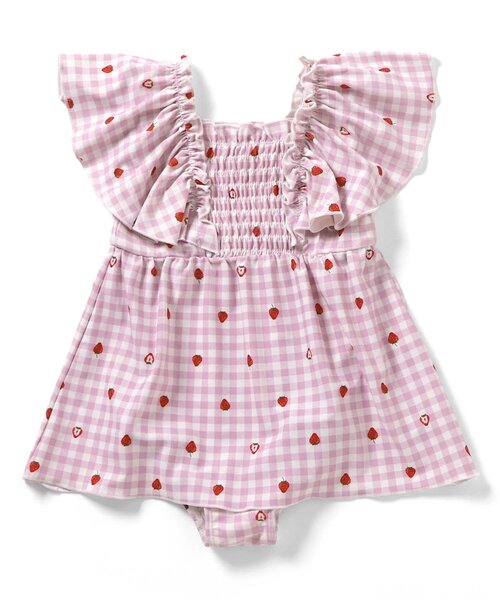 apres les cours(アプレレクール)の「【UVカット】シャーリングフリルワンピース水着_ジュニア対応(水着・キッズ・ピンク/レッド/ブラック/サックスブルー/オレンジ/イエロー・80/90/100/110/120/130/140)」の12枚目の写真