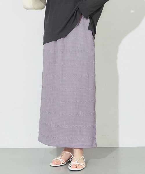 coca(coca)(コカ)の「シボシャーリングIラインスカート(スカート・レディース・ブラック/ラベンダー・S/M/L)」の2枚目の写真