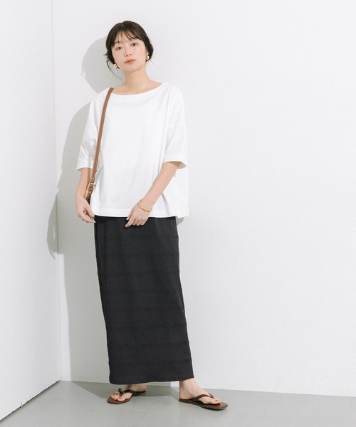 coca(coca)(コカ)の「シボシャーリングIラインスカート(スカート・レディース・ブラック/ラベンダー・S/M/L)」の4枚目の写真