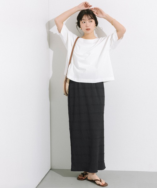 coca(coca)(コカ)の「シボシャーリングIラインスカート(スカート・レディース・ブラック/ラベンダー・S/M/L)」の9枚目の写真