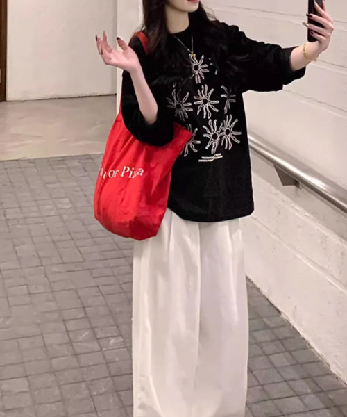VIVID LADY(ビビッドレディー)の「フラワープリント ロンT 長袖(Tシャツ/カットソー・レディース・ホワイト/ブラック・FREE)」の10枚目の写真