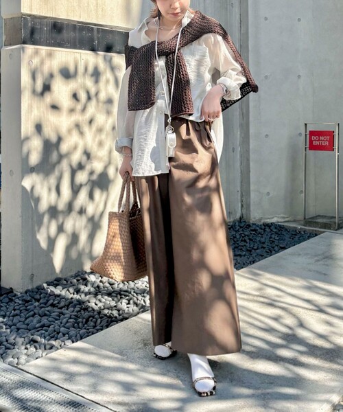 NOLLEY’S（ノーリーズ）の「ウォッシャブルエクセルテックタンブラー2タックワイドパンツ（その他パンツ・レディース・ブラウン/カーキ/ネイビー/ホワイト・39/38/36/34）」の20枚目の写真