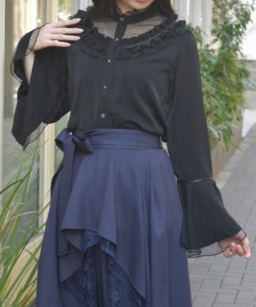 axes femme（アクシーズファム）の「ドットチュール姫袖ブラウス