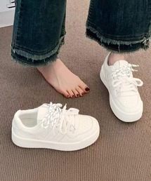厚底コートスニーカーローカットレディース