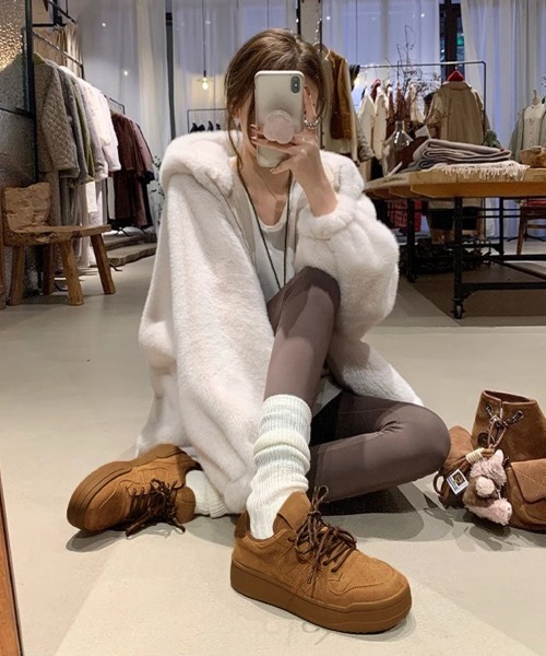 Miniministore(ミニミニストア)の「厚底コートスニーカーローカットレディース(スニーカー・レディース・キャメル/ホワイト・24.0cm/23.0cm/24.5cm/23.5cm/22.5cm)」の15枚目の写真
