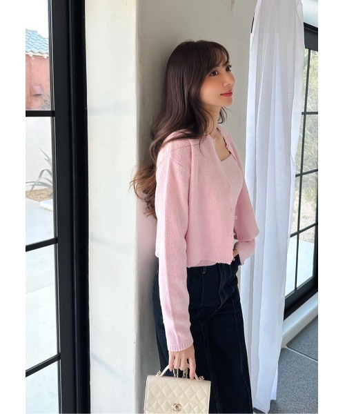 LUDICRUM(ルーディクルム)の「Loop yarn knit camisole(キャミソール・レディース・ピンク/ブラック×ホワイト/ホワイト×ブラック・FREE)」の14枚目の写真