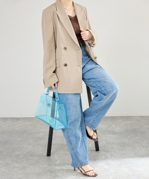 IENA（イエナ）の「ツイルダブルブレストジャケット（テーラードジャケット・レディース・ネイビー/ベージュ・38/36）」の6枚目の写真