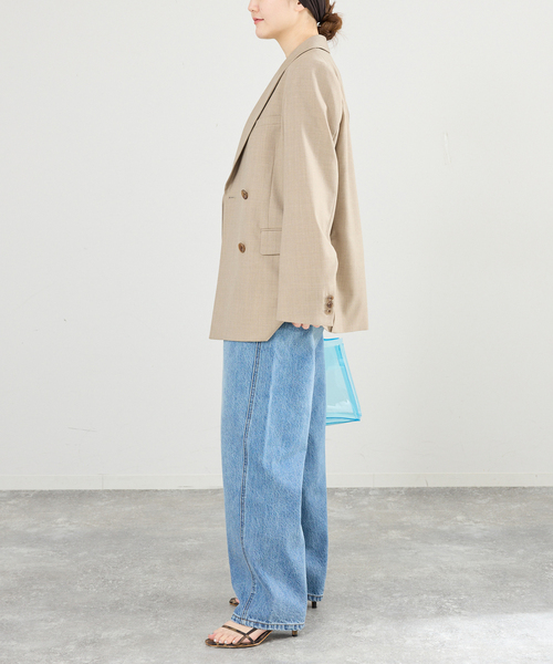 IENA（イエナ）の「ツイルダブルブレストジャケット（テーラードジャケット・レディース・ネイビー/ベージュ・38/36）」の7枚目の写真