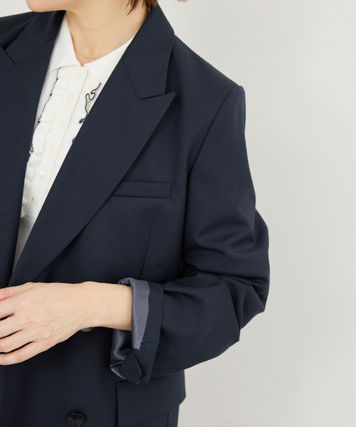 IENA（イエナ）の「ツイルダブルブレストジャケット（テーラードジャケット・レディース・ネイビー/ベージュ・38/36）」の10枚目の写真