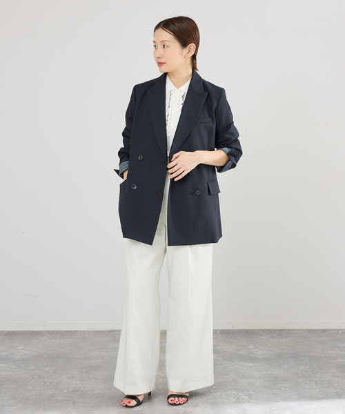 IENA（イエナ）の「ツイルダブルブレストジャケット（テーラードジャケット・レディース・ネイビー/ベージュ・38/36）」の11枚目の写真