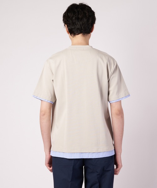 Arnold Palmer(アーノルドパーマー)の「ミラノリブ 布帛レイヤード Tシャツ(Tシャツ/カットソー・メンズ・グレイッシュベージュ/ホワイト/ネイビー・M/L/LL)」の10枚目の写真