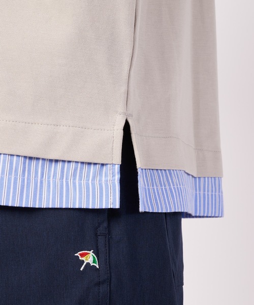 Arnold Palmer(アーノルドパーマー)の「ミラノリブ 布帛レイヤード Tシャツ(Tシャツ/カットソー・メンズ・グレイッシュベージュ/ホワイト/ネイビー・M/L/LL)」の14枚目の写真