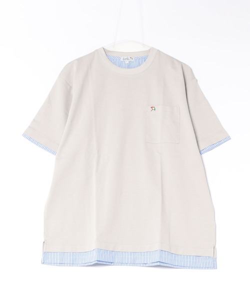 Arnold Palmer(アーノルドパーマー)の「ミラノリブ 布帛レイヤード Tシャツ(Tシャツ/カットソー・メンズ・グレイッシュベージュ/ホワイト/ネイビー・M/L/LL)」の15枚目の写真