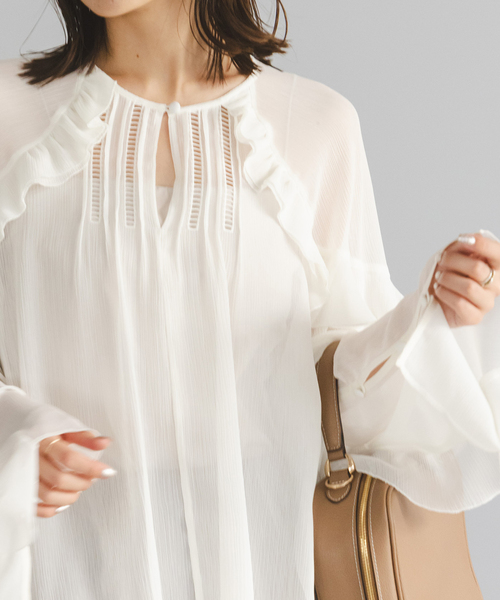WEB&ルミネ新宿店限定追加》【NOBLE×L'AUBE BLANC】楊柳フリル梯子刺繍