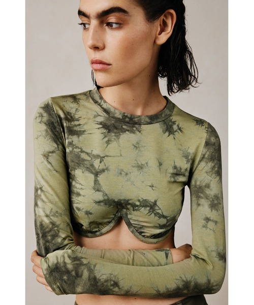Desigual（デシグアル）の「【Desigual Studio】抽象プリント リングディテール クロップド長袖Tシャツ（Tシャツ/カットソー・レディース・グリーン・S/M/L）」の3枚目の写真