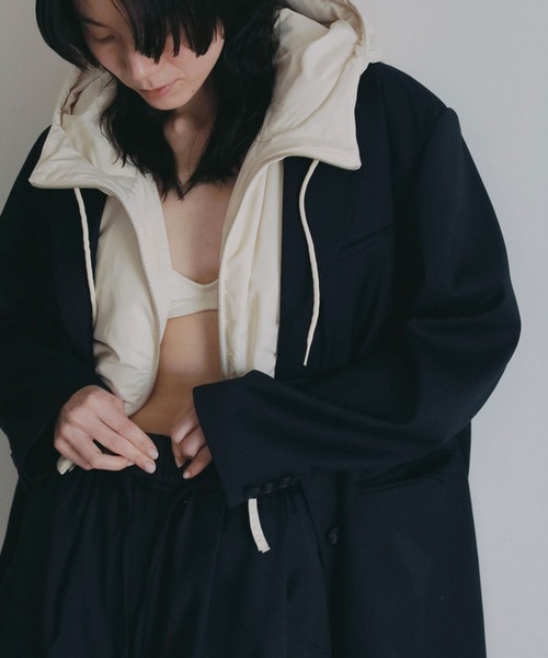 anuke(アンヌーク)の「Hightwist Over Jacket(テーラードジャケット・レディース・ネイビー/チャコールグレー・38inch/36inch)」の1枚目の写真