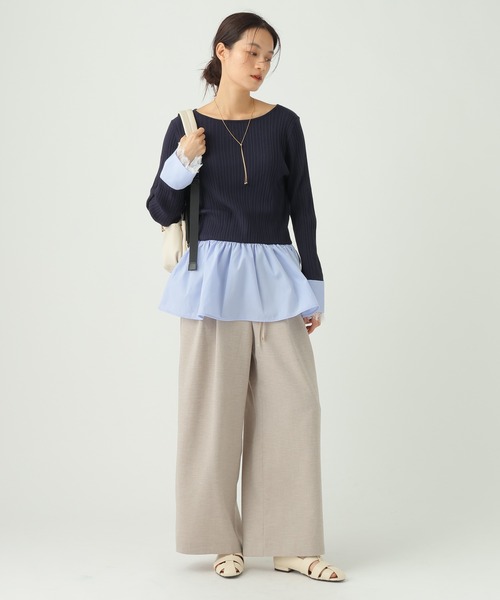 Elura（エルーラ）の「麻調ツイルワイドパンツ/656564（その他パンツ・レディース・グレー/ベージュ・MEDIUM/SMALL）」の4枚目の写真