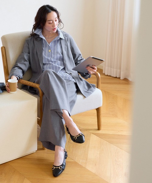 Elura（エルーラ）の「麻調ツイルワイドパンツ/656564（その他パンツ・レディース・グレー/ベージュ・MEDIUM/SMALL）」の17枚目の写真