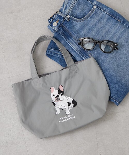 Remind me and forever(リマインドミーアンドフォーエバー)の「【WEB限定】アニマル刺繍プチバッグ(トートバッグ・レディース・ネイビー/グリーン/ブルー/チャコールグレー/グレー/アイボリー/グレー系その他2/ベージュ・FREE)」の3枚目の写真