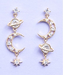 gargle（ガーグル）の「gargle ガーグル：宇宙シリーズ　ステラ　土星　星　月　ピアス（ピアス（両耳用））」