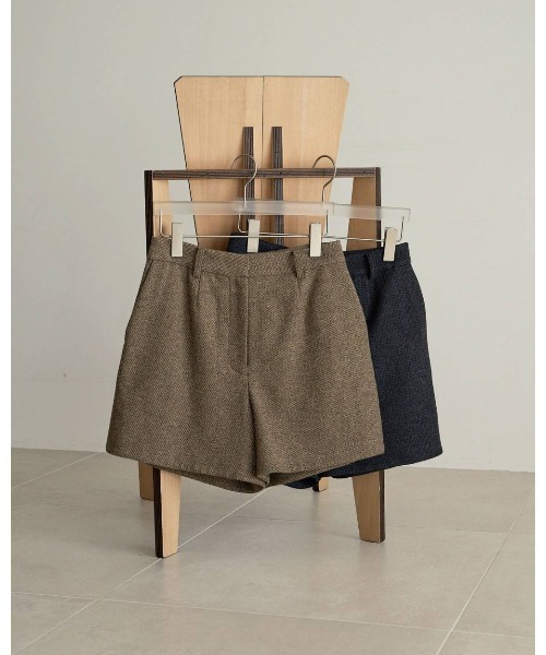 anuke(アンヌーク)の「anuke Herringbone Short Pants ヘリンボーンショートパンツ/62620718(その他パンツ・レディース・ベージュ/チャコールグレー・36/38)」の8枚目の写真