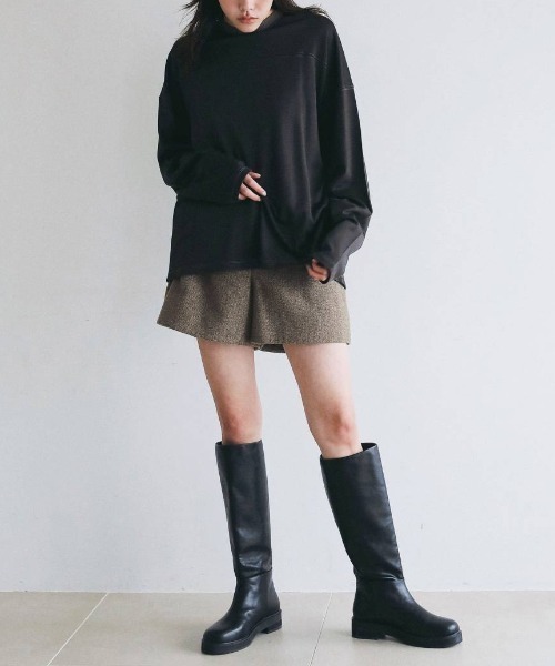 anuke(アンヌーク)の「anuke Herringbone Short Pants ヘリンボーンショートパンツ/62620718(その他パンツ・レディース・ベージュ/チャコールグレー・36/38)」の6枚目の写真