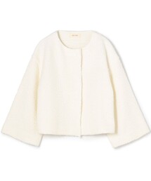 セール】コットンリネンハイカウントクロス ノーカラージャケット