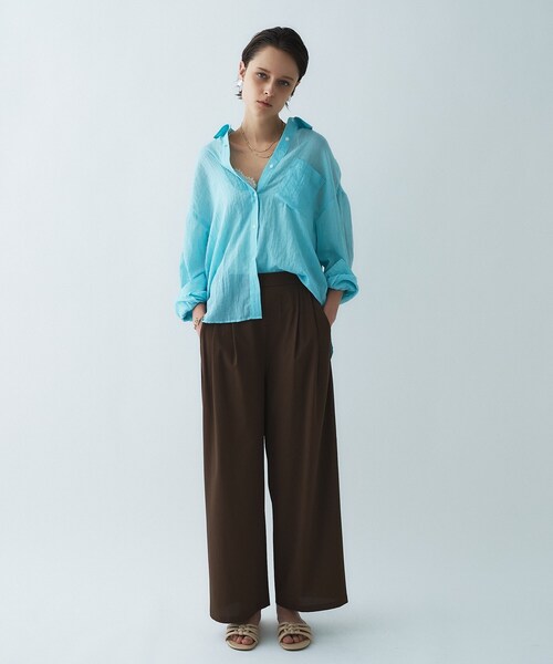 cloenc（クロエンス）の「【UVカット／接触冷感】ラッシュガード　ツータックワイドパンツ（その他パンツ・レディース・ブラック/ダークブラウン・03/02/01）」の17枚目の写真