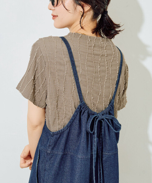 FREAK'S STORE(フリークスストア)の「限定展開 フリンジ ストライプ 半袖 トップス(Tシャツ/カットソー・レディース・ピンク/ブルーグリーン/ブラック/ベージュ/オフホワイト・フリ-)」の12枚目の写真