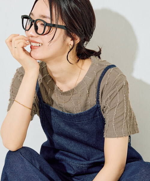 FREAK'S STORE(フリークスストア)の「限定展開 フリンジ ストライプ 半袖 トップス(Tシャツ/カットソー・レディース・ピンク/ブルーグリーン/ブラック/ベージュ/オフホワイト・フリ-)」の15枚目の写真