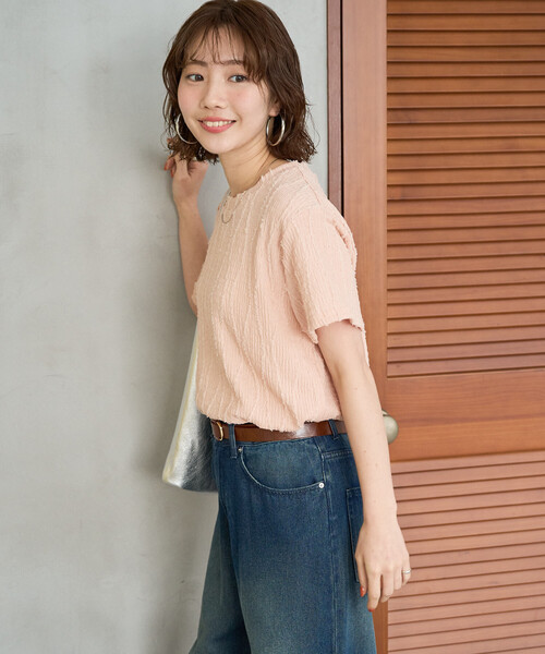 FREAK'S STORE(フリークスストア)の「限定展開 フリンジ ストライプ 半袖 トップス(Tシャツ/カットソー・レディース・ピンク/ブルーグリーン/ブラック/ベージュ/オフホワイト・フリ-)」の21枚目の写真