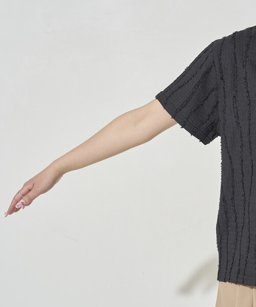 FREAK'S STORE(フリークスストア)の「限定展開 フリンジ ストライプ 半袖 トップス(Tシャツ/カットソー・レディース・ピンク/ブルーグリーン/ブラック/ベージュ/オフホワイト・フリ-)」の8枚目の写真