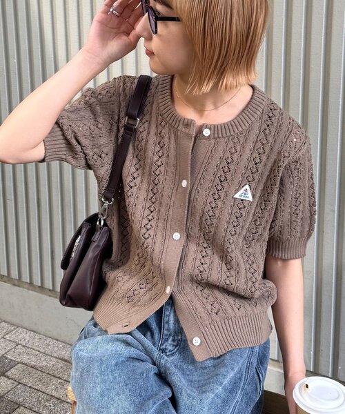 GEVACO(ゲバコ)の「【GEVACO/ゲバコ】透かし柄カーディガン(カーディガン/ボレロ・レディース・レッド/ネイビー/ベージュ・ONE SIZE)」の7枚目の写真