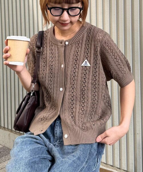 GEVACO(ゲバコ)の「【GEVACO/ゲバコ】透かし柄カーディガン(カーディガン/ボレロ・レディース・レッド/ネイビー/ベージュ・ONE SIZE)」の6枚目の写真